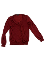 red wrap long sleeve blouse