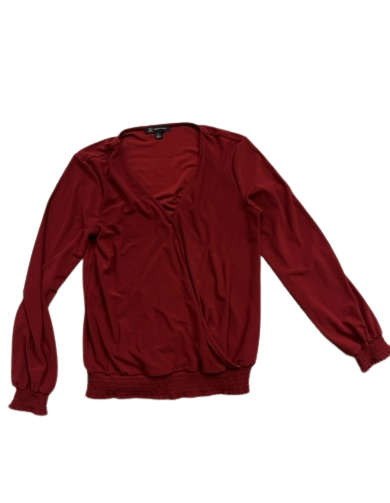 red wrap long sleeve blouse